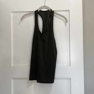 Army Green Lululemon Tank with mesh back & slit